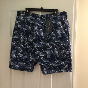 Slate & stone tropical leaf shorts NWT